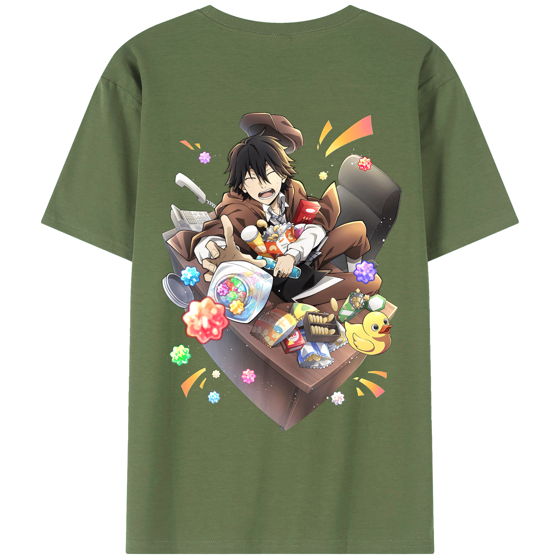 （画像用） 文豪ストレイドッグス Bungo Stray Dogs 綿100％ メンズ半袖Tシャツ（バックプリント） 通気性